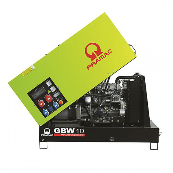Generator electric automat Diesel Pramac GBW 10PFolosit pentru uz general, generatorul diesel Pramac, face parte din seria generatoarelor profesionale carcasate, in care te poti baza cu toata increderea, aceasta serie GBW, de generatoare, produsa de Prama Generator trifazat Diesel Pramac GBW10Y - Generatoare Pramac
